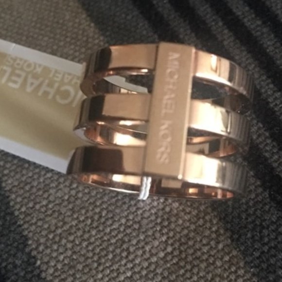 Rose Gold Michael Kors Tri Stack Open Bar Ring - Picture 7 of 8